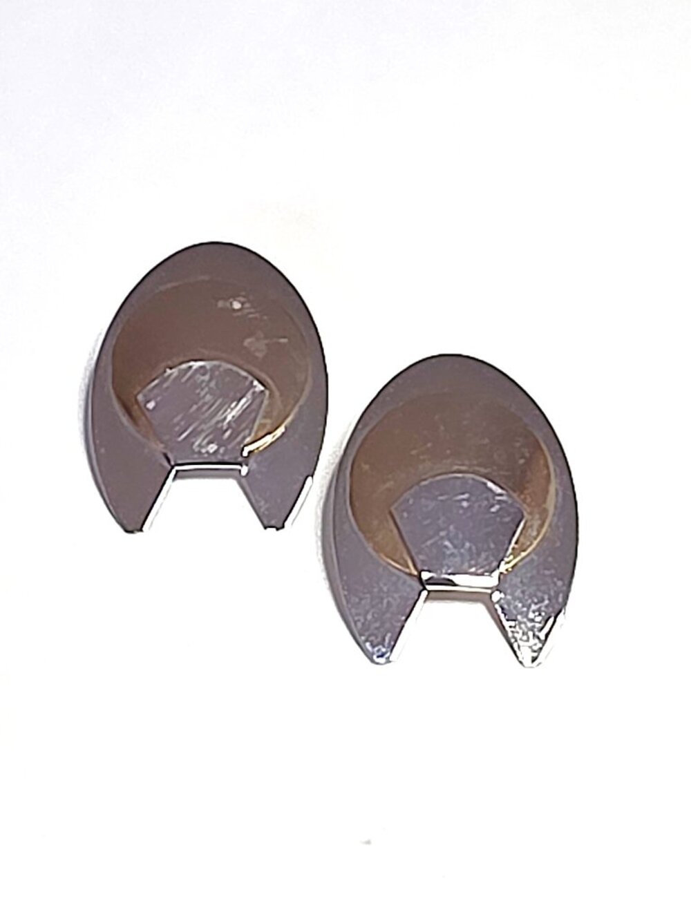 Modernist silver & gold tone earrings